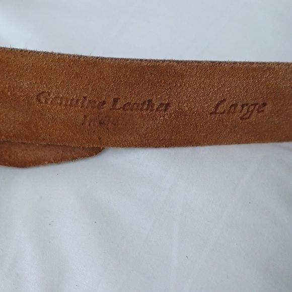 VTG Western Leather Brass Buckle D-Ring Belt, 32-36\